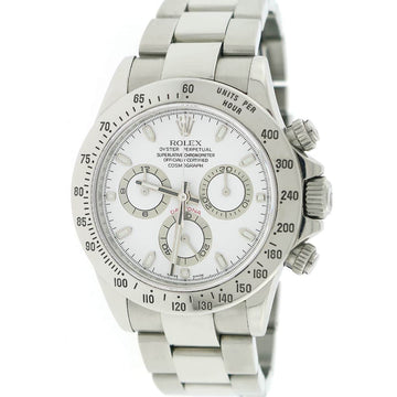 Rolex Cosmograph Daytona White Dial 40MM Automatic Stainless Steel Mens Oyster Watch 116520