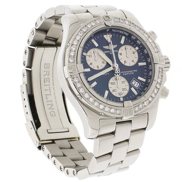 Breitling Chrono Colt Black Concentric Dial 41mm Stainless Steel Mens Watch w/Diamond Bezel A73380