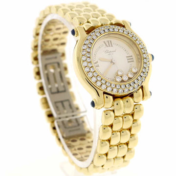 Chopard Happy Sport Round Classics 18K Yellow Gold Factory Diamond Bezel 26MM Ladies Watch 27/6150-23