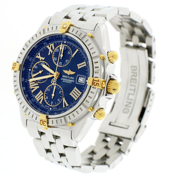 Breitling Windrider Crosswind 43MM Blue Roman Dial Chronograph Automatic Gold/Stainless Steel Mens Watch B13055