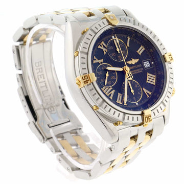 Breitling Crosswind 2-Tone 18K Yellow Gold & Stainless Steel Blue Roman Dial 43MM Chronograph Automatic Mens Watch B13355