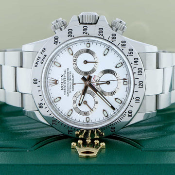 Rolex Cosmograph Daytona White Dial 40MM Automatic Stainless Steel Mens Watch 116520