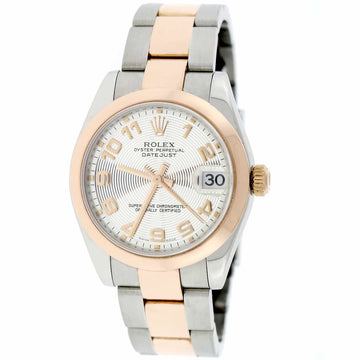 Rolex Datejust Midsize 2-Tone 18K Rose Gold & Stainless Steel 31MM Concentric Silver Arabic Dial Automatic Watch 178241