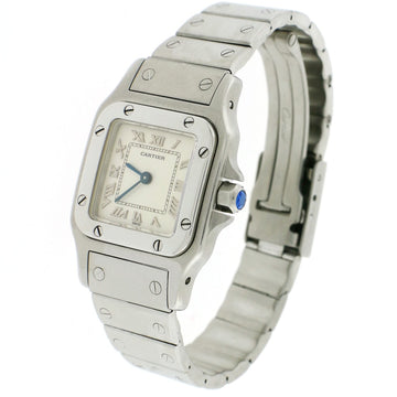 Cartier Santos Galbee Small 24MM Ivory Roman Dial Stainless Steel Ladies Watch W20056D6
