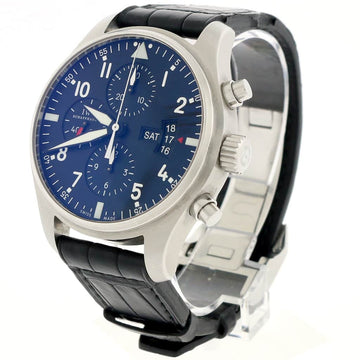 IWC Pilot's Chronograph Day-Date 43MM Black Dial Automatic Stainless Steel Mens Watch IW377701