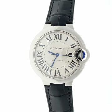 Cartier Ballon Bleu 33MM Original Silver Roman Dial Automatic Stainless Steel Watch W6920085