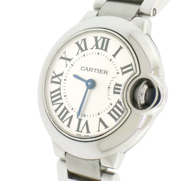 Cartier Ballon Bleu Small Silver Roman Dial 28MM Stainless Steel Ladies Watch w69010z4