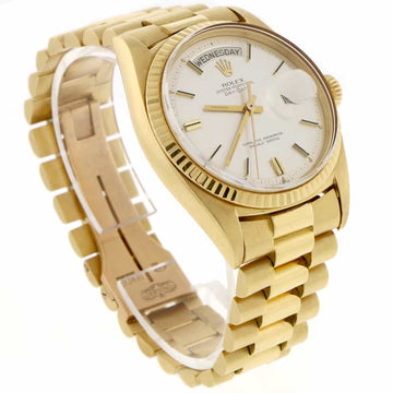Rolex President Day-Date Original Silver Dial 18K Yellow Gold 36MM Automatic Mens Watch 18038