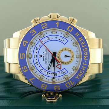 Rolex Yacht-Master II 18K Yellow Gold Blue Ceramic Bezel 44MM Automatic Mens Watch 116688