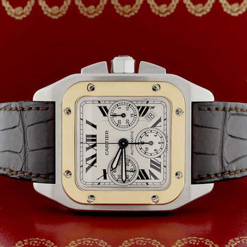 Cartier Santos 100 Chronograph 2-Tone 18K Yellow Gold/Stainless Steel Automatic Watch W210091X7