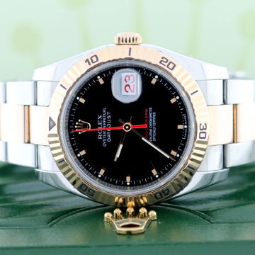 Rolex Datejust Thunderbird Turnograph 2-Tone 18K Rose Gold & Stainless Steel Original Black Dial 36MM Oyster Watch 116261