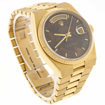 Rolex Oysterquartz President Day-Date 18K Yellow Gold Wood Dial 36MM Mens Watch 19018