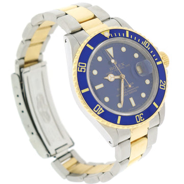 Rolex Submariner 2-Tone 18K Yellow Gold/Stainless Steel Blue Bezel & Dial Mens Oyster Watch 16803