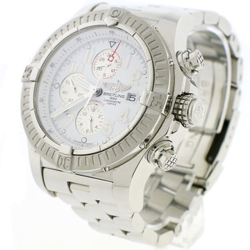 Breitling Super Avenger 49MM Chronograph White Dial Automatic Stainless Steel Mens Watch A13370