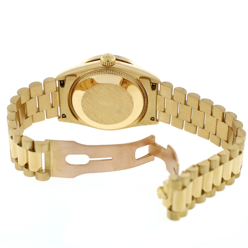 Rolex President Datejust Midsize 18K Yellow Gold 31mm Automatic Watch 68278 w/Vignette Green Diamond Dial & Bezel