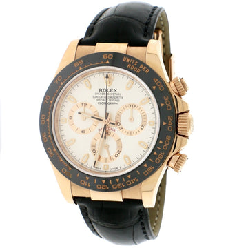 Rolex Cosmograph Daytona 18K Everose Gold Factory Ivory Dial Black Ceramic Bezel Automatic Mens Watch 116515
