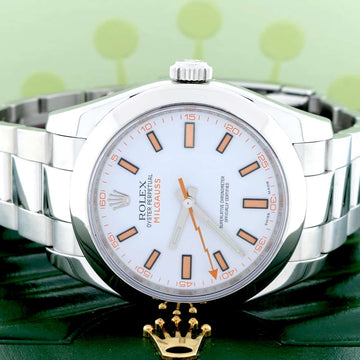 Rolex Milgauss White Dial 40mm Automatic Stainless Steel Mens Watch 116400