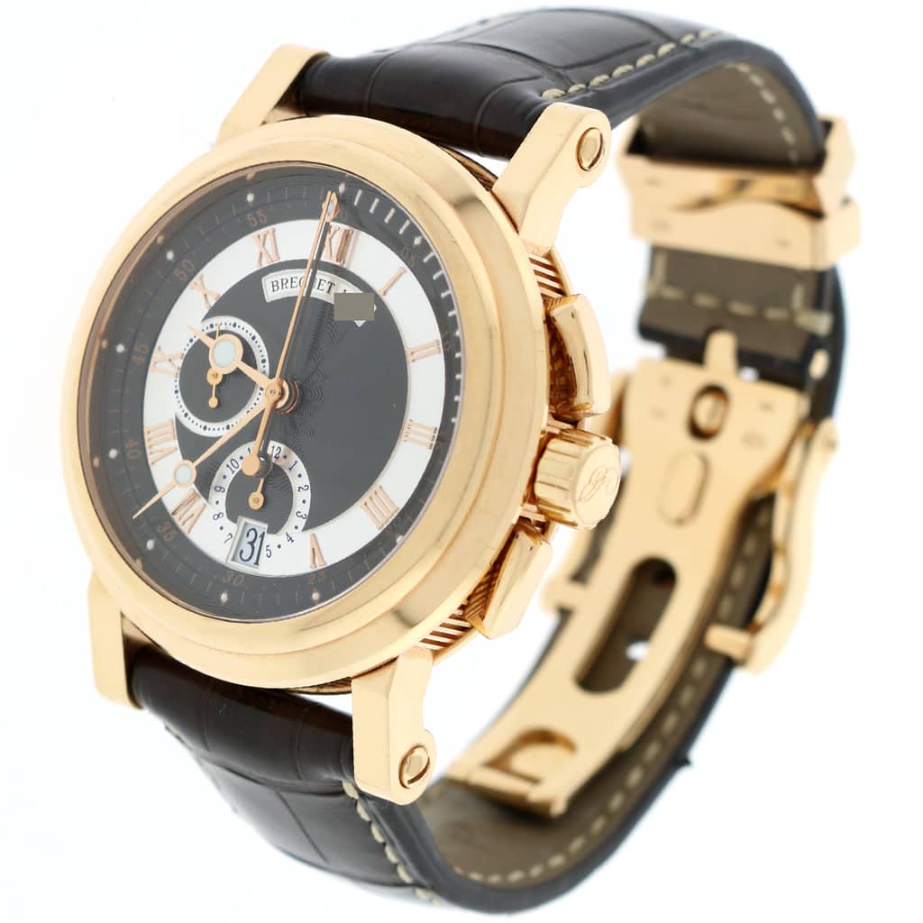 Breguet Marine 18K Rose Gold Chronograph 42MM Black Roman Dial Automat