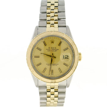 Rolex Datejust Thunderbird Turnograph 2-Tone 18K Yellow Gold & Stainless Steel Original Champagne Stick Dial 36MM Jubilee Watch 16253