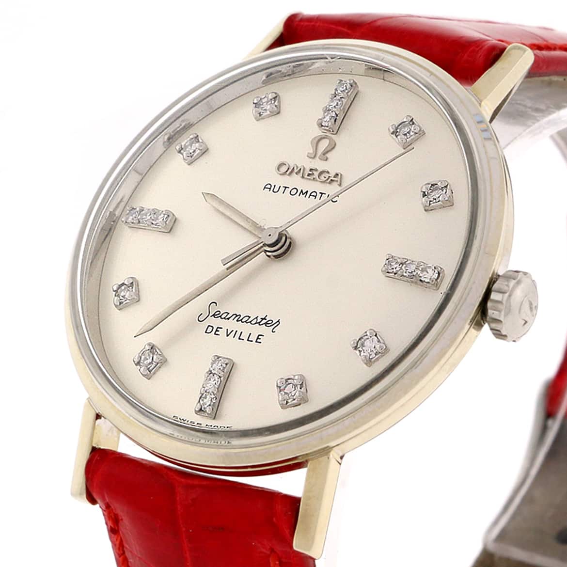 Omega Seamaster Deville 34MM Automatic Stainless Steel Watch w/Custom Diamond Dial