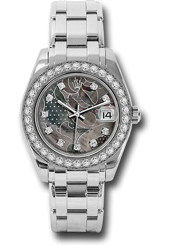 Rolex White Gold Datejust Pearlmaster 34 Watch - 34 Diamond Bezel - Goldust Dream Diamond Dial - 81299 gdd