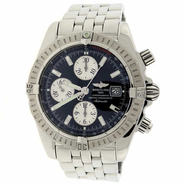 Breitling Chronomat Evolution Chronograph 44MM Black Dial Automatic Stainless Steel Mens Watch A13356