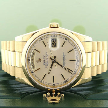 Rolex President Day-Date 18K Yellow Gold Champagne Dial 36MM Automatic Mens Watch 118208