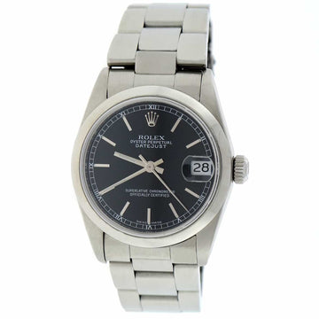 Rolex Datejust Midsize Black Dial 31MM Automatic Stainless Steel Watch 68240