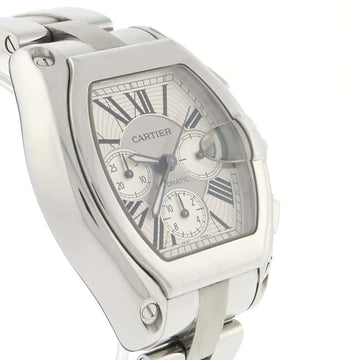 Cartier Roadster Chronograph XL Silver Roman Dial Automatic Stainless Steel Mens Watch W62019X6