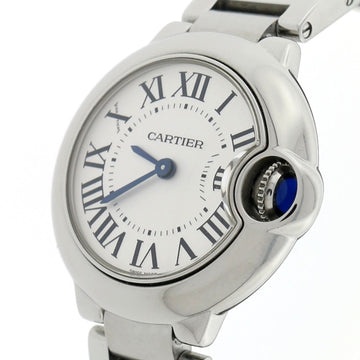 Cartier Ballon Bleu Small Silver Roman Dial 29MM Stainless Steel Ladies Watch W69010Z4