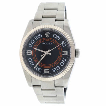 Rolex Oyster Perpetual Black & Orange Arabic Dial 36MM Automatic Stainless Steel Mens Watch 116034