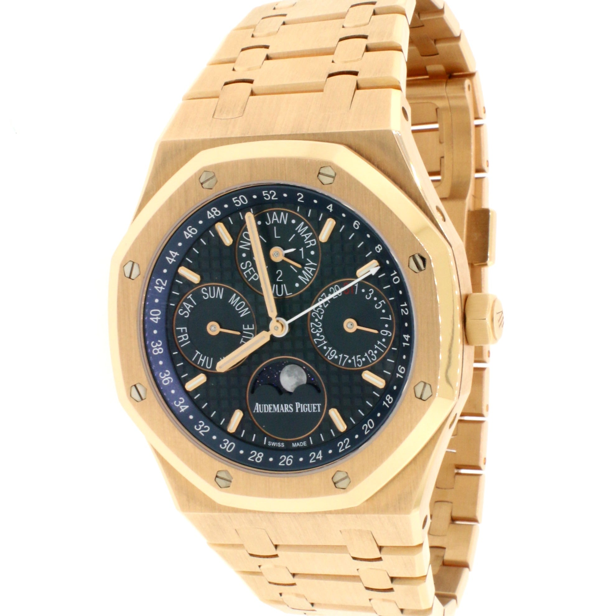 Audemars Piguet Royal Oak Quantieme Perpetual Calendar 41MM 18K Rose Gold Watch Box Papers