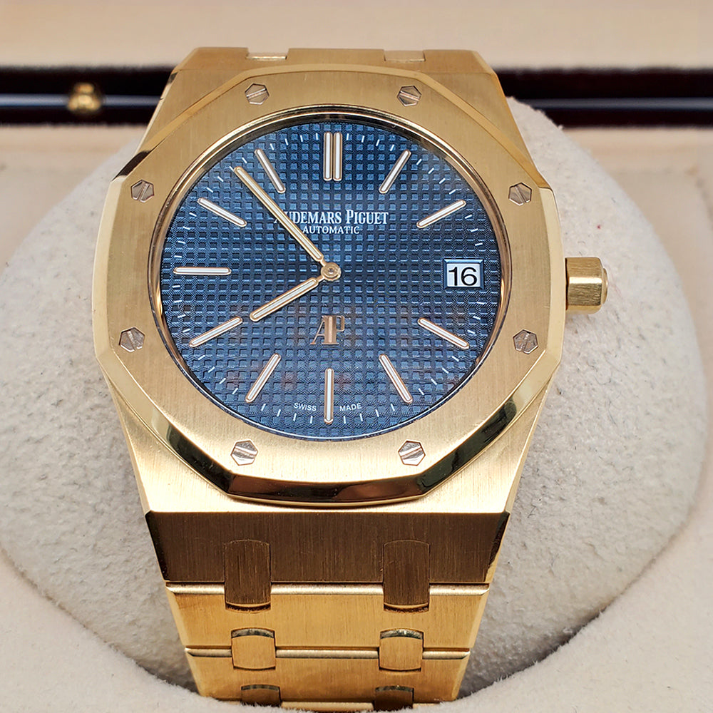 Audemars Piguet Royal Oak 39mm Jumbo Extra Thin Blue Dial Yellow Gold