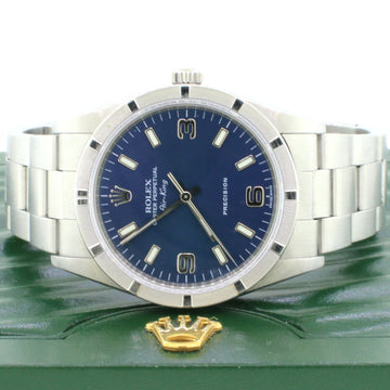 Rolex Air-King 34MM Blue Arabic/Index Dial Stainless Steel Oyster Watch 14010M