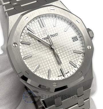 Audemars Piguet Royal Oak 41mm Silver Dial Steel Watch 15500ST Box Papers