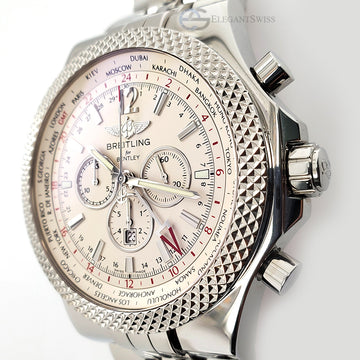 Breitling Bentley GMT Chronograph 49mm Cream White Dial A47362 Stainless Steel Watch