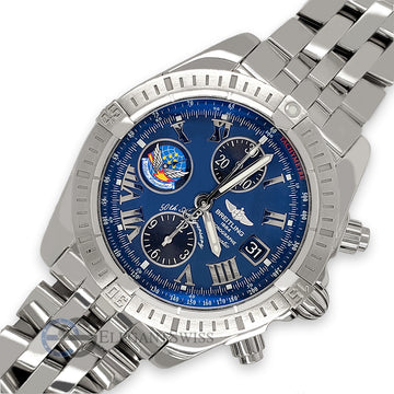 Breitling Chronomat Evolution Limited Edition Chronograph 44mm Blue Roman Dial Stainless Steel Watch A13356