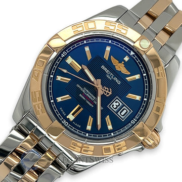 Breitling Cockpit Galactic 41 Big Date Blue Dial C49350 Rose Gold Steel Watch Box Papers 2011