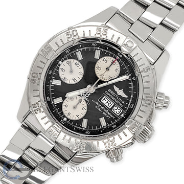 Breitling Chronograph Superocean 42MM Day-Date Black Dial Steel Mens Watch A13340