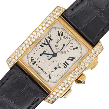 Cartier Tank Francaise 28MM Factory Diamonds Yellow Gold Roman Dial Watch 1830