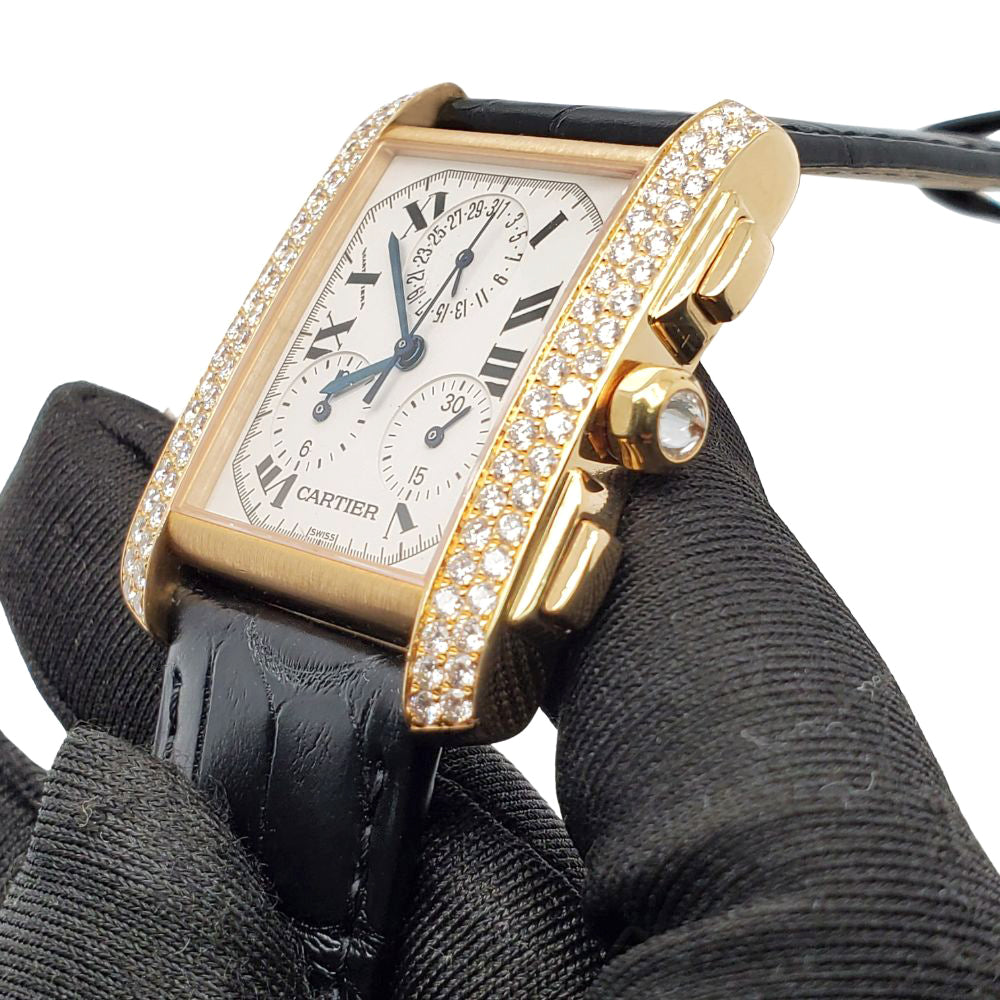 Cartier Tank Francaise 28MM Factory Diamonds Yellow Gold Roman Dial Wa