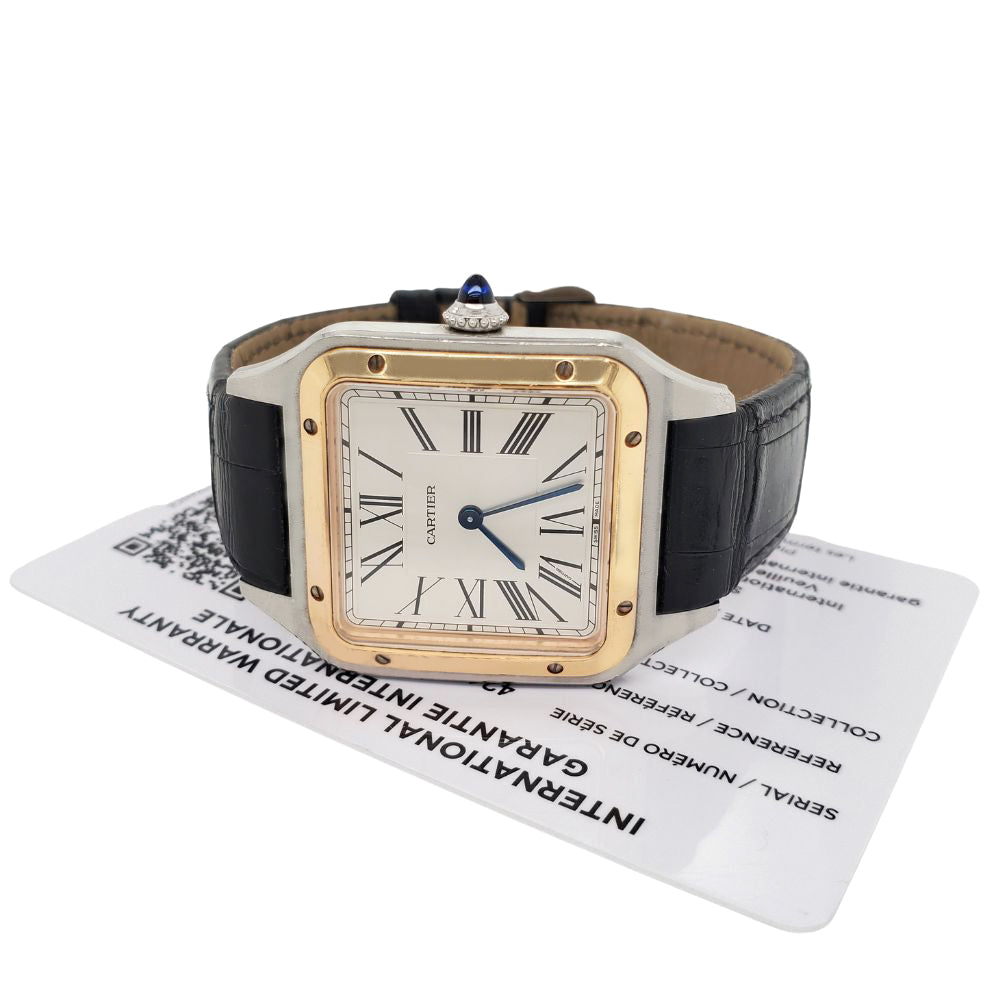 2021 Cartier Santos Dumont Large Steel Rose Gold Watch W2SA0011 4240 B