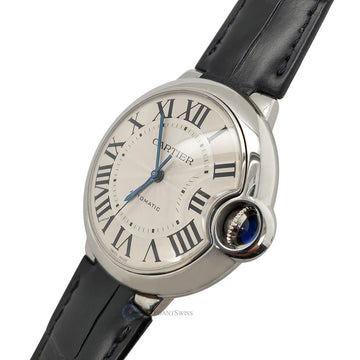 Cartier Ballon Bleu 36mm Silver Roman Dial Watch W6920046 3284