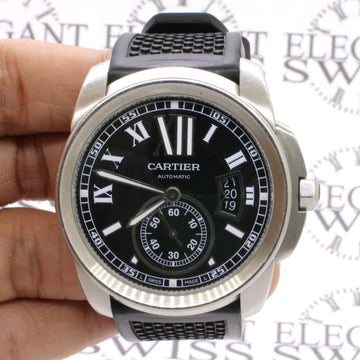 Cartier Calibre de Cartier 42mm Stainless Steel Watch w/Rubber Strap W7100041