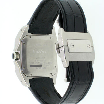 Cartier Santos 100 Midsize Silver Roman Dial Automatic Mens Watch 2878
