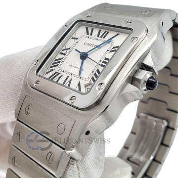 Cartier Santos Galbee XL 32mm Silver White Roman Dial Stainless Steel Automatic Watch 2823 W20098D6