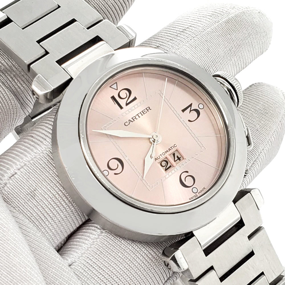 Cartier Pasha C Big Date 35mm Pink Dial Stainless Steel Watch 2475