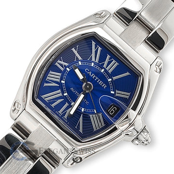 Cartier Roadster 37MM Large Blue Roman Dial Stainless Steel Watch 2510