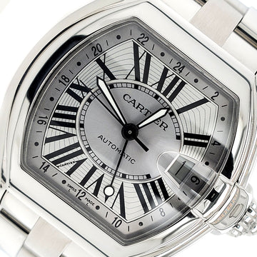Cartier Roadster XL GMT 43mm Silver Roman Dial Steel Watch 2722 W62032X6