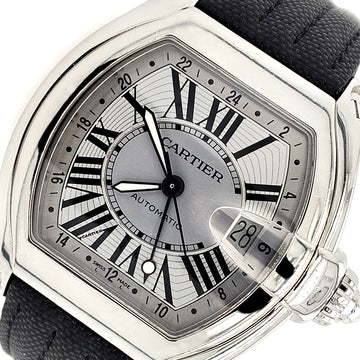 Cartier Roadster XL GMT 43mm Silver Roman Dial Steel Watch 2722 W62032X6